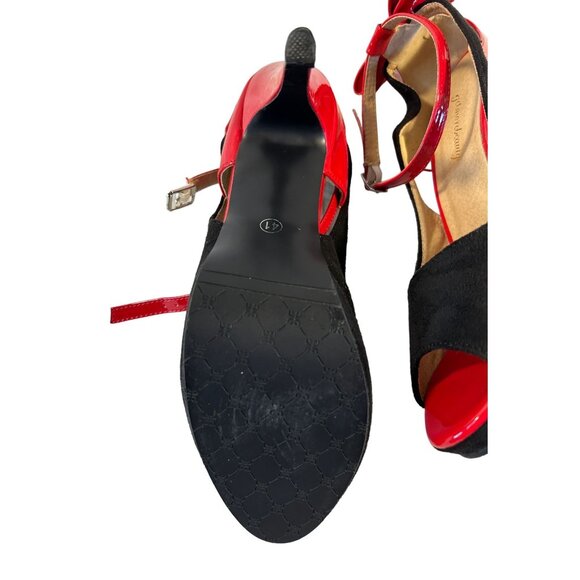 Getmorebeauty Red Patent & Black Suede Heels With Bow Detail - Picture 8 of 9